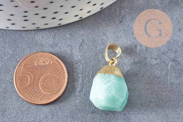 Pendentif goutte amazonite naturelle facetté laiton doré 19-21mm, x1 (G5524)