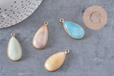 Pendentif goutte amazonite naturelle laiton doré 33mm, x1 (G1471)