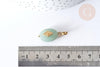 Pendentif goutte amulette losange aventurine naturelle acier inoxydable doré 29mm, x1 (G7626)