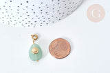 Pendentif goutte amulette soleil aventurine naturelle acier inoxydable doré 29mm, pendentif pierre naturelle, x1 (G7627)