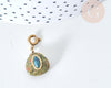 Pendentif goutte amulette unakite naturelle acier inoxydable doré 21mm, pendentif pierre naturelle, x1 G7630