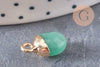 Pendentif goutte aventurine naturelle fer doré 14mm, x2 (G0152)