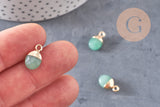 Pendentif goutte aventurine naturelle fer doré 14mm, x2 (G0152)