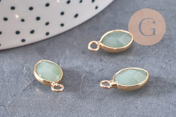 Pendentif goutte aventurine verte naturelle 17mm, x1 (G3056)