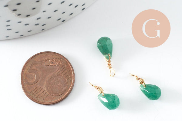 Pendentif goutte aventurine verte,pendentif bijoux, pendentif pierre,aventurine naturelle,16mm, x1 G4437