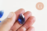 Pendentif goutte cristal facetté bleu roi 22mm,pendentif cristal, x1 (G6364)