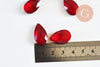 Pendentif goutte cristal facetté rouge 22mm,pendentif cristal, x1 (G6361)