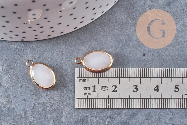 Pendentif goutte cristal verre laiton doré facetté 15.5mm, x1 (G10929)