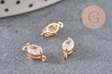Pendentif goutte doré 24 carats zircon blanc 11x4mm, x5 (G3631)