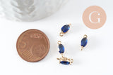 Pendentif goutte doré 24 carats zircon bleu,pendentif cristal, pendentif doré cristal, 11x4mm, x5 G3918