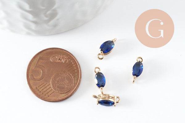 Pendentif goutte doré 24 carats zircon bleu,pendentif cristal, pendentif doré cristal, 11x4mm, x5 G3918