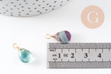 Pendentif goutte fluorite verte violette naturelle 20mm, x1 (G6264)