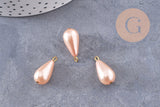 Pendentif goutte imitation perle rose cuivre 21mm, x1 (G10150)