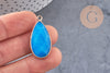 Pendentif goutte jade bleu doré, pendentif jade, pendentif pierre,jade naturel, jade teinté bleu,33mm, x1 G5224