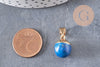 Pendentif goutte jade bleu foncé doré, fournitures créatives, pendentif pierre,jade naturel, jade bleu teinté,17-19mm, x1 G3716