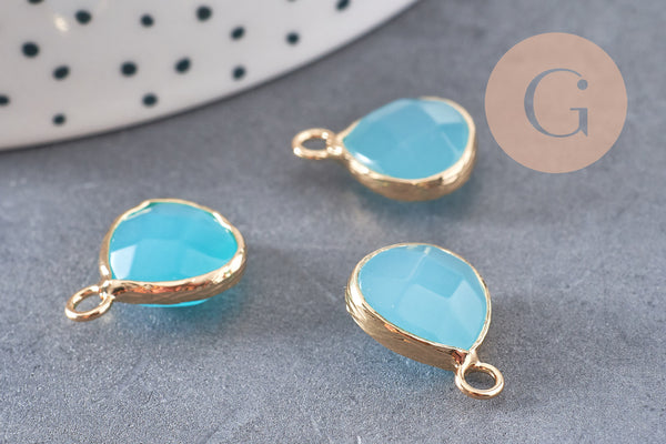 Pendentif goutte jade bleu, pendentif bijoux, pendentif jade,pendentif pierre,jade naturel, pendentif jade,18mm, x1 G0347