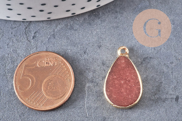 Pendentif goutte jade bordeau doré, bijou pierre,pendentif jade, pendentif pierre,jade naturel, pendentif jade,22mm, x1, G0843