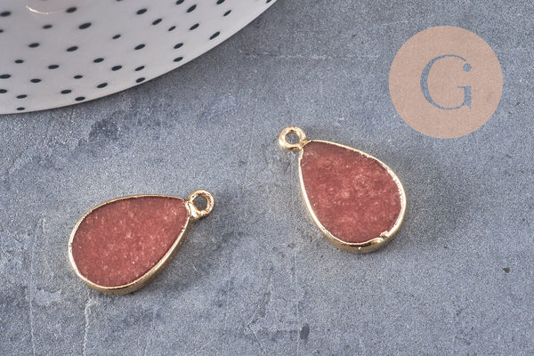 Pendentif goutte jade bordeau doré, bijou pierre,pendentif jade, pendentif pierre,jade naturel, pendentif jade,22mm, x1, G0843