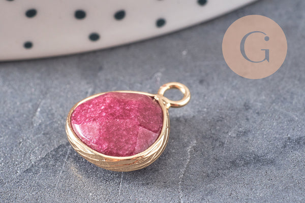 Pendentif goutte jade bordeau,pendentif bijoux, pendentif jade,pendentif pierre,jade naturel, pendentif jade, 18mm, x1 G3378