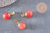 Pendentif goutte jade naturel rouge fer doré 17-19mm, x1 (G3344)