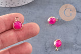 Pendentif goutte jade rose doré facettes, pendentif pierre,jade naturel,pendentif jade,14mm, x2 G3064