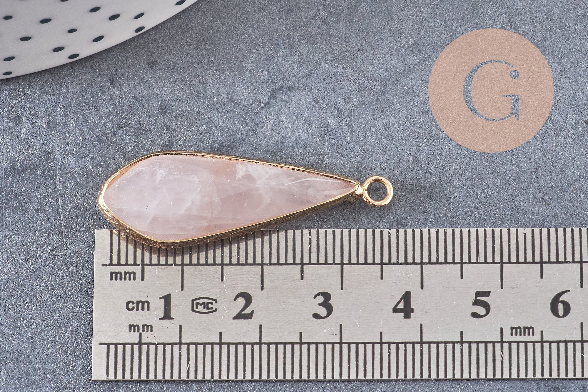 Pendentif goutte jade rose facettes doré,pendentif jade, pendentif pierre,jade naturel, jade teinté rose,31mm, x1 G2458