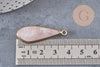 Pendentif goutte jade rose facettes doré,pendentif jade, pendentif pierre,jade naturel, jade teinté rose,31mm, x1 G2458