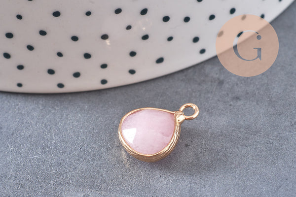 Pendentif goutte jade rose,pendentif bijoux, pendentif jade,pendentif pierre,jade naturel, pendentif jade,18mm, x1 G1697