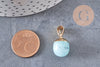 Pendentif goutte jade turquoise doré, fournitures créatives, pendentif pierre,jade naturel, jade bleu teinté,17-19mm, x1 G3366