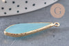 Pendentif goutte jade vert turquoise doré, pendentif pierre,jade naturel, jade vert,36mm, x1 G2724