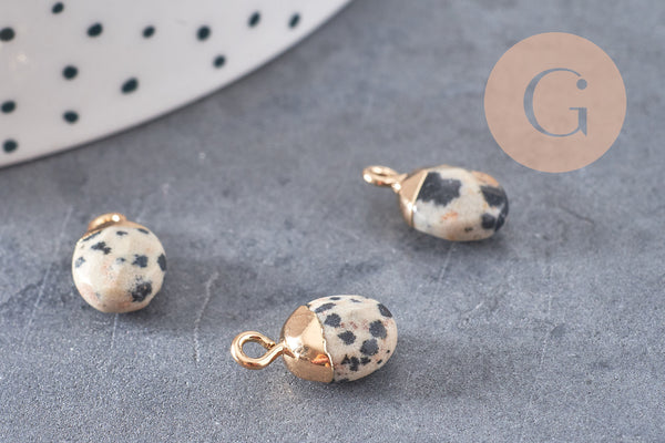 Pendentif goutte jaspe dalmatien,pendentif pierre, bijou pierre,pendentif pierre,jaspe naturel,pendentif jaspe,14mm,x 2-(G0151)