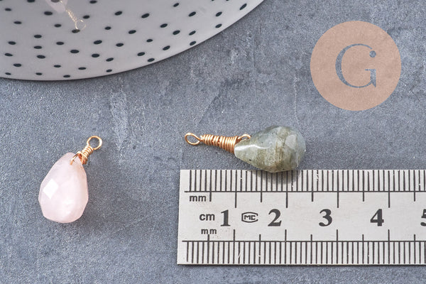 Pendentif goutte labradorite amazonite améthyste lapis naturel 16mm, x1 (G4439)