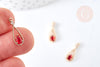 Pendentif goutte laiton doré zircon cristal rouge 17.5mm, x1 (G8435)