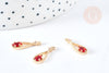Pendentif goutte laiton doré zircon cristal rouge 17.5mm, x1 (G8435)
