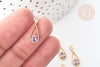 Pendentif goutte laiton doré zircon violet 17,5mm, pendentif création bijoux, x1 G8545