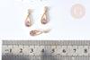 Pendentif goutte laiton doré zircon violet 17,5mm, pendentif création bijoux, x1 G8545