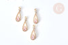 Pendentif goutte laiton doré zircons rose clair 17,5mm, pendentif création bijoux, x1 G8084