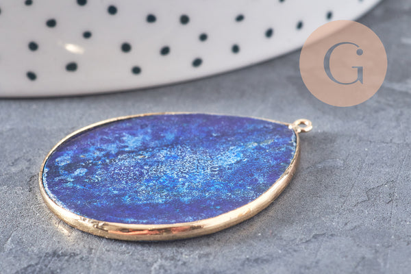 Pendentif goutte lapis Lazuli naturelle 41mm, x1 (G2766)