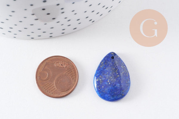 Pendentif goutte lapis lazulis naturelle 25.5mm, x1 (G10076)
