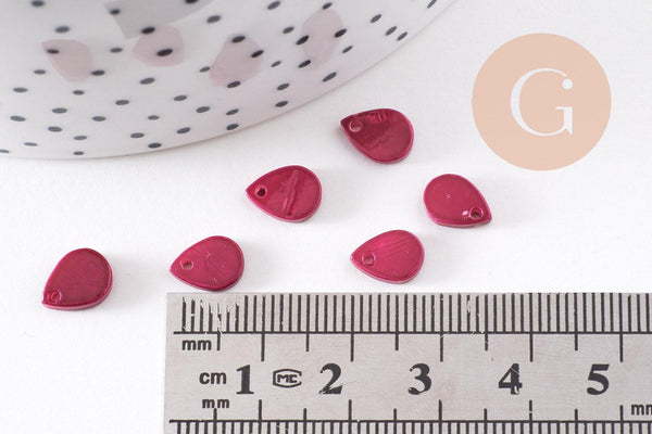 Pendentif goutte nacre naturelle bordeau naturelle 8mm, x10 (G0289)