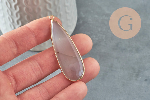 Pendentif goutte pierre howlite jaspe labradorite agate 58mm, x1 (G4032)