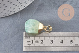 Pendentif goutte préhnite facetté doré, bijou pierre,pendentif pierre, préhnite naturelle, bijoux pierre,19-21mm, x1 G5037