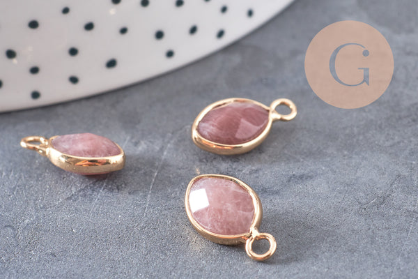 Pendentif goutte quartz fraise facette naturel 17mm, x1 (G5190)