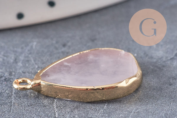 Pendentif goutte quartz rose naturel 22mm (G3107)