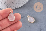 Pendentif goutte quartz rose naturel 22mm (G3107)