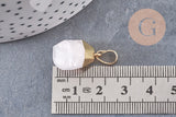 Pendentif goutte quartz rose naturel facetté laiton doré 19-21mm x1 (G3905)