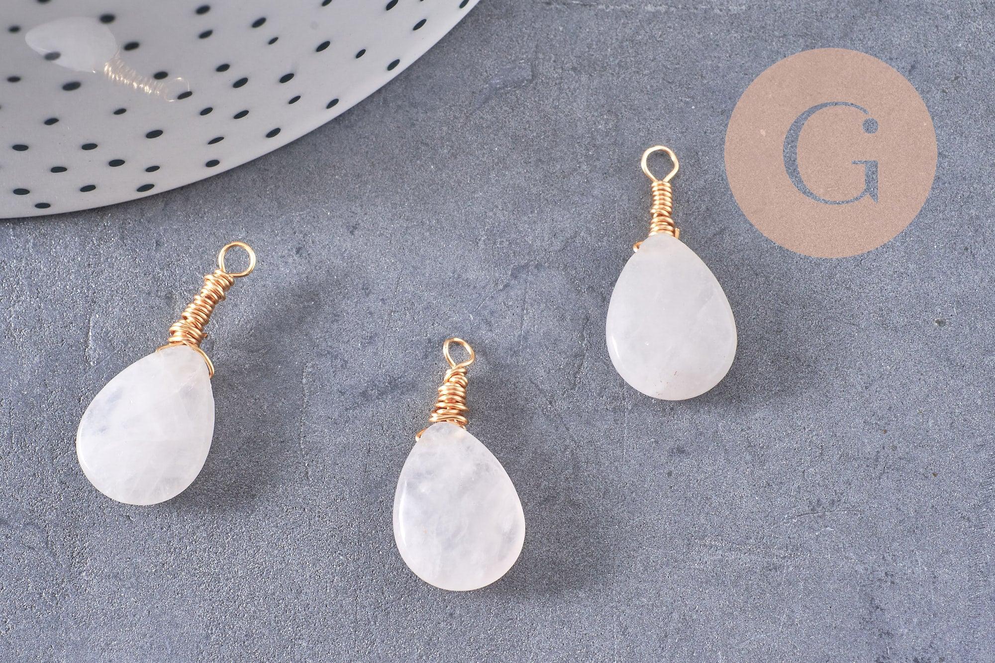 Pendentif goutte quartz rose naturelle facettes 25mm, pendentif pierre, x1 (G6241)