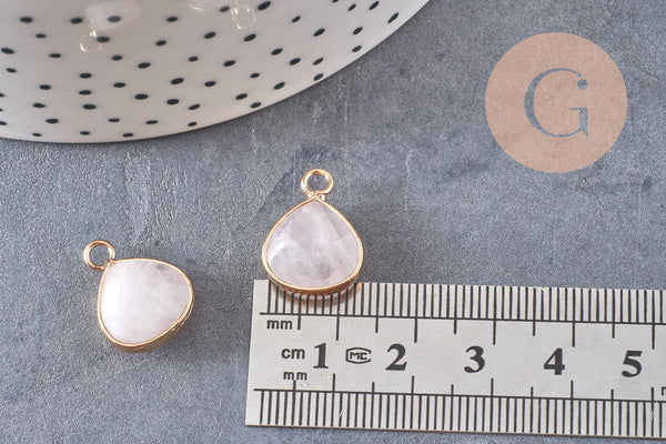 Pendentif goutte quartz rose, pendentif bijoux, pendentif quartz,pendentif pierre,quartz naturel,quartz rose,23mm, x1 G1773