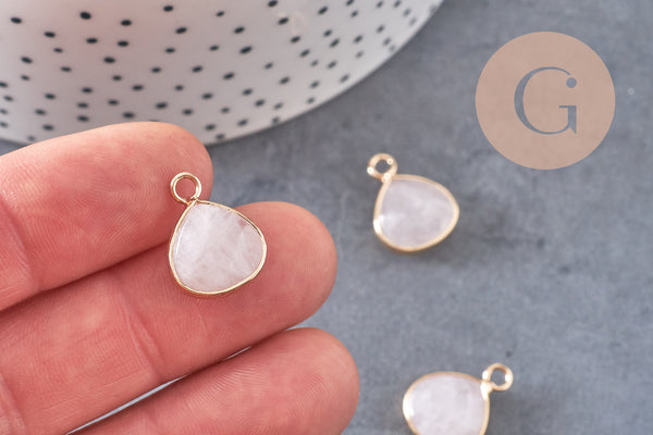 Pendentif goutte quartz rose, pendentif bijoux, pendentif quartz,pendentif pierre,quartz naturel,quartz rose,23mm, x1 G1773