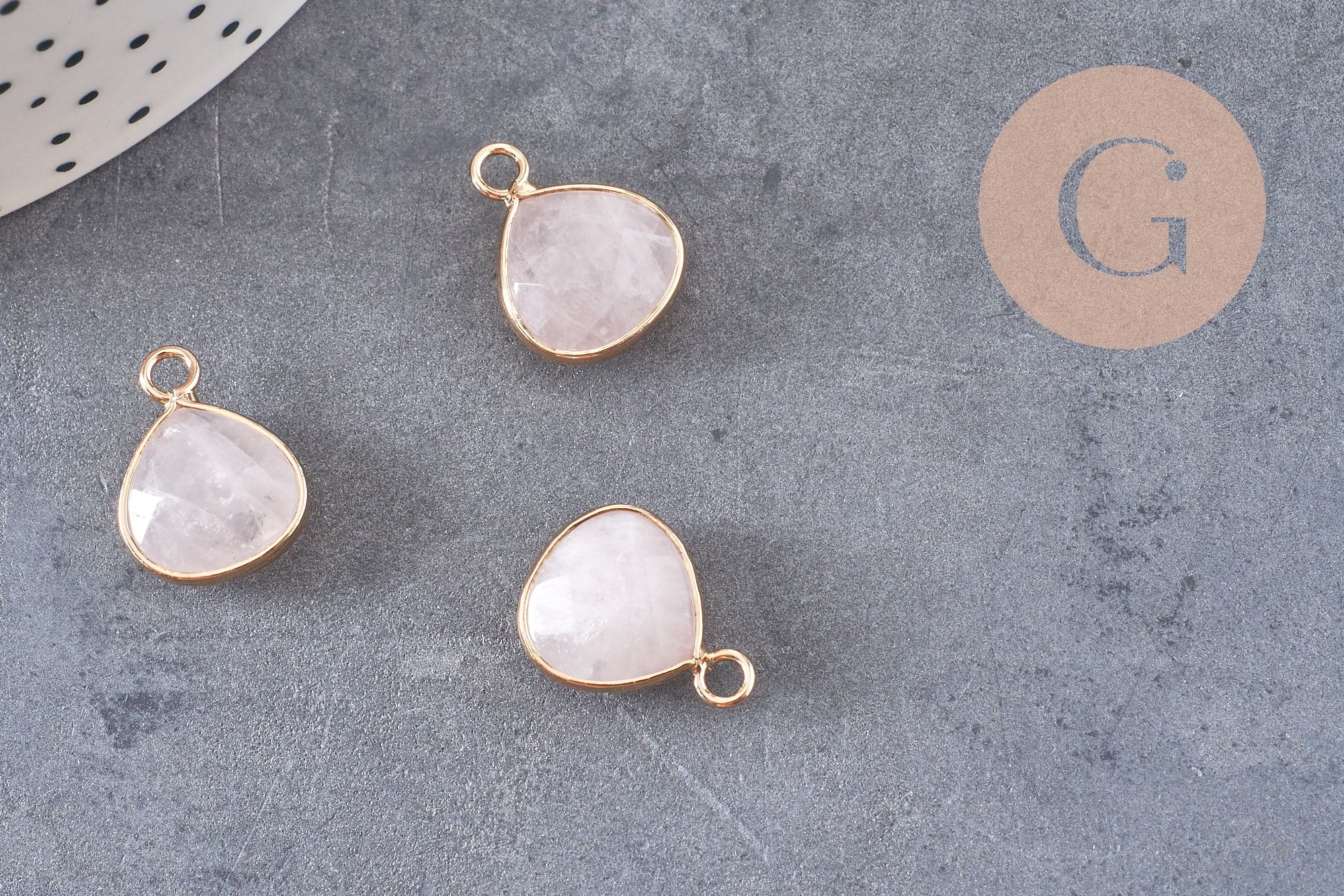 Pendentif goutte quartz rose, pendentif bijoux, pendentif quartz,pendentif pierre,quartz naturel,quartz rose,23mm, x1 G1773